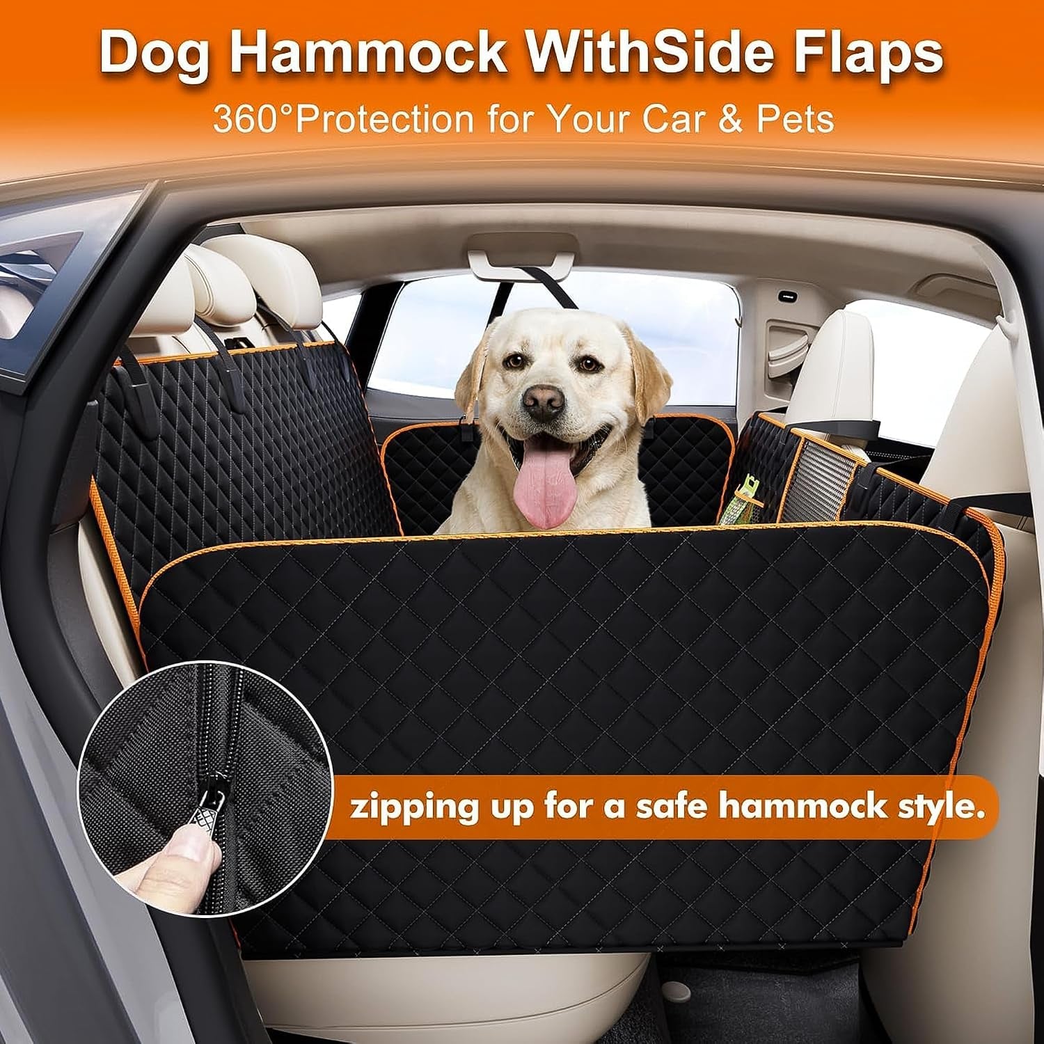 Dog Car Seat Cover for Back Seat,Holds 420Lbs,Waterproof Back Seat Extender for Dogs with Hard Bottom,2025 Upgraded Material Dog Hammock for Car,Easy to Use and Clean