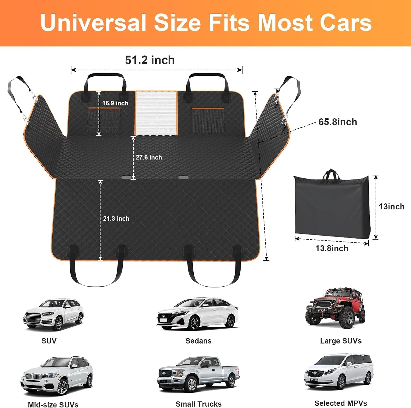 Dog Car Seat Cover for Back Seat,Holds 420Lbs,Waterproof Back Seat Extender for Dogs with Hard Bottom,2025 Upgraded Material Dog Hammock for Car,Easy to Use and Clean