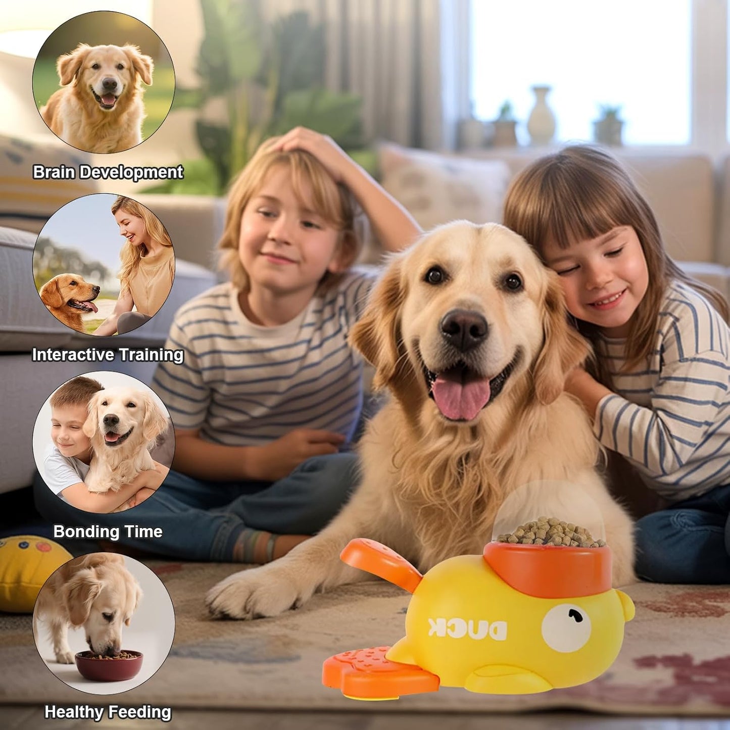 2-In-1 Dog Treat Dispenser, Duck-Shaped Interactive Puzzle Feeder
