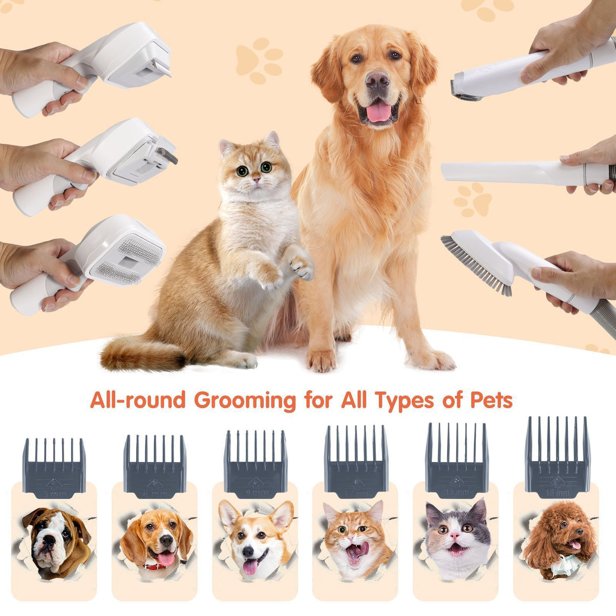 Pet Grooming Vacuum Kit for Dogs & Cats | Grooming Tools