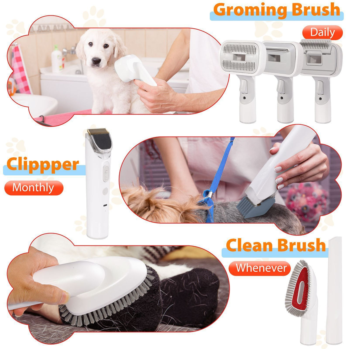 Pet Grooming Vacuum Kit for Dogs & Cats | Grooming Tools