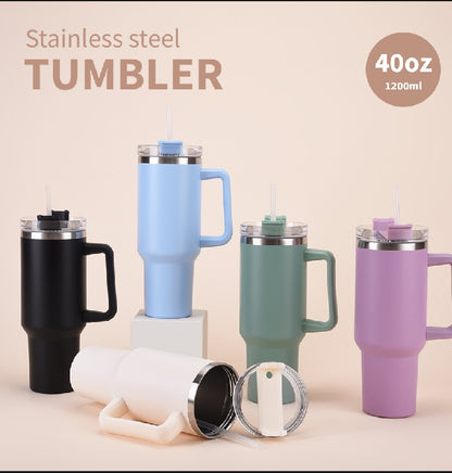 30/40oz Tumbler With Handle and Straw Large Capacity Stainless Steel Thermal Cup for Coffee Double Vacuum Insulated Mug