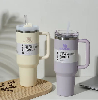 30/40oz Tumbler With Handle and Straw Large Capacity Stainless Steel Thermal Cup for Coffee Double Vacuum Insulated Mug