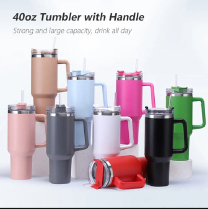 30/40oz Tumbler With Handle and Straw Large Capacity Stainless Steel Thermal Cup for Coffee Double Vacuum Insulated Mug