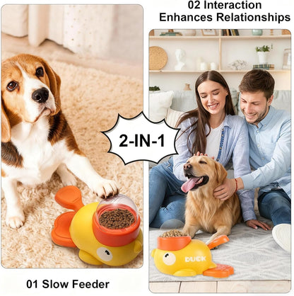 2-In-1 Dog Treat Dispenser, Duck-Shaped Interactive Puzzle Feeder
