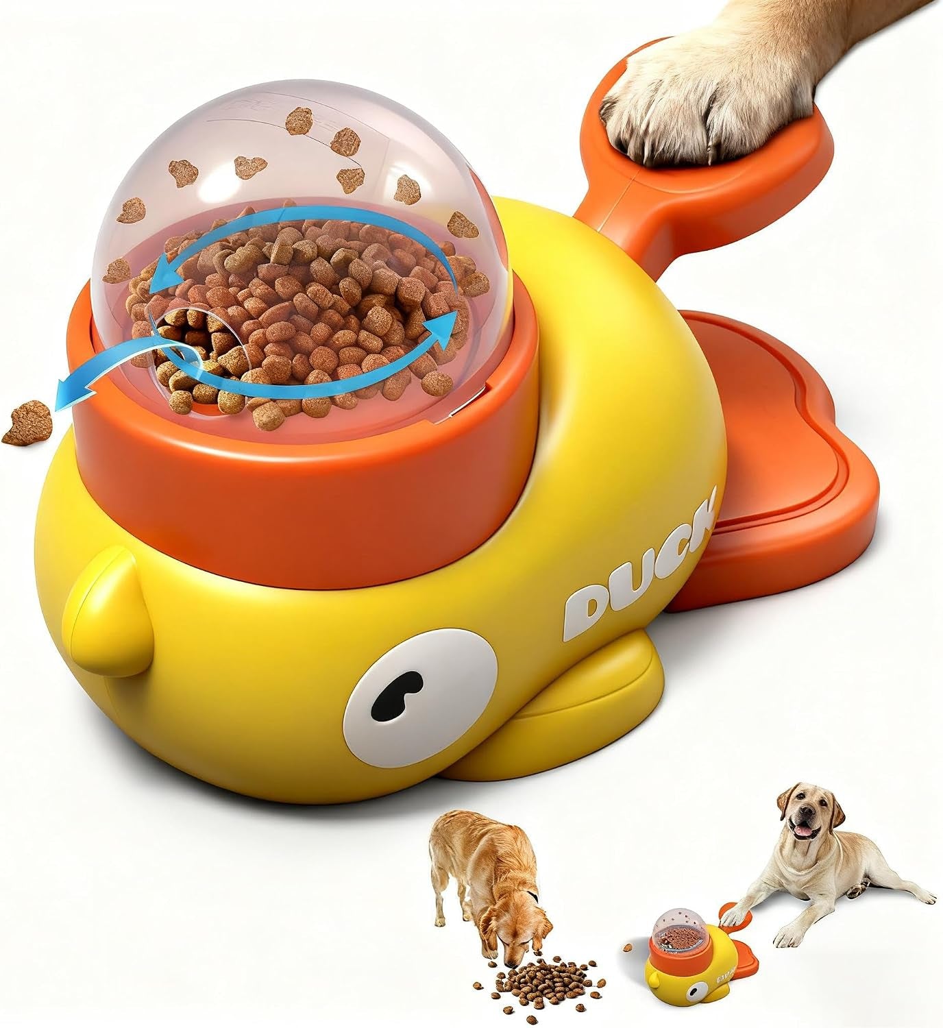 2-In-1 Dog Treat Dispenser, Duck-Shaped Interactive Puzzle Feeder