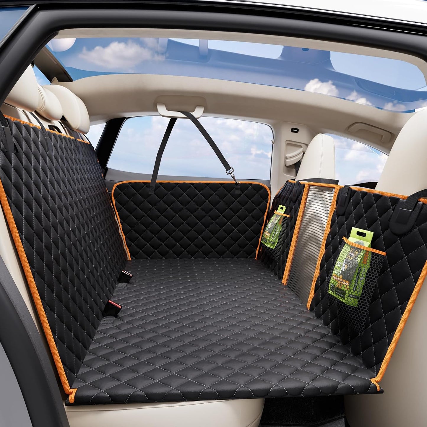 Dog Car Seat Cover for Back Seat,Holds 420Lbs,Waterproof Back Seat Extender for Dogs with Hard Bottom,2025 Upgraded Material Dog Hammock for Car,Easy to Use and Clean