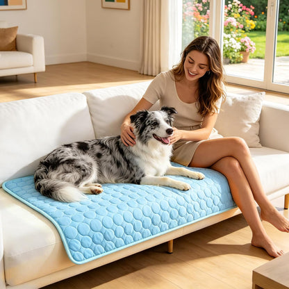 Portable Dog Cooling Mat, Q-Max 0.4 Non Slip Washable Pet Bed Pad