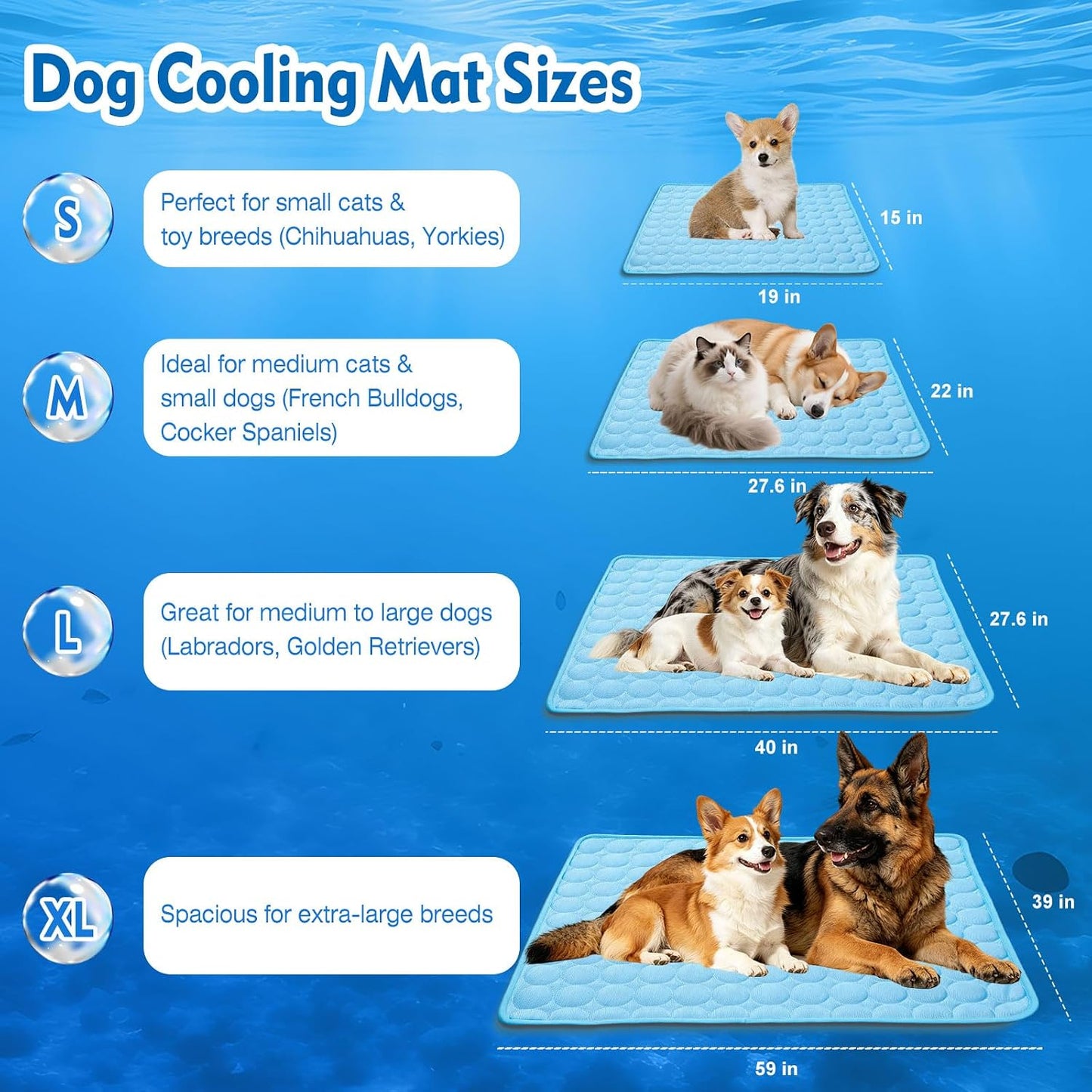 Portable Dog Cooling Mat, Q-Max 0.4 Non Slip Washable Pet Bed Pad