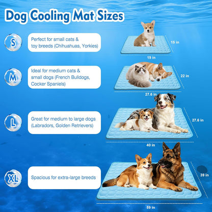 Portable Dog Cooling Mat, Q-Max 0.4 Non Slip Washable Pet Bed Pad