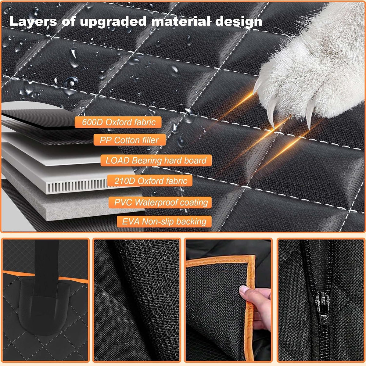 Dog Car Seat Cover for Back Seat,Holds 420Lbs,Waterproof Back Seat Extender for Dogs with Hard Bottom,2025 Upgraded Material Dog Hammock for Car,Easy to Use and Clean
