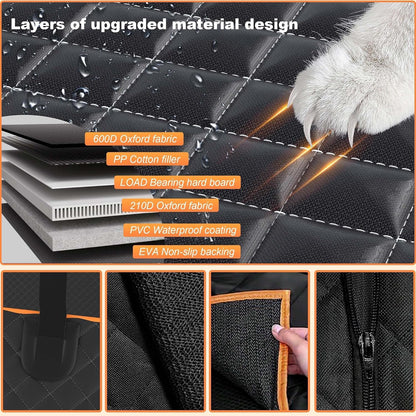 Dog Car Seat Cover for Back Seat,Holds 420Lbs,Waterproof Back Seat Extender for Dogs with Hard Bottom,2025 Upgraded Material Dog Hammock for Car,Easy to Use and Clean