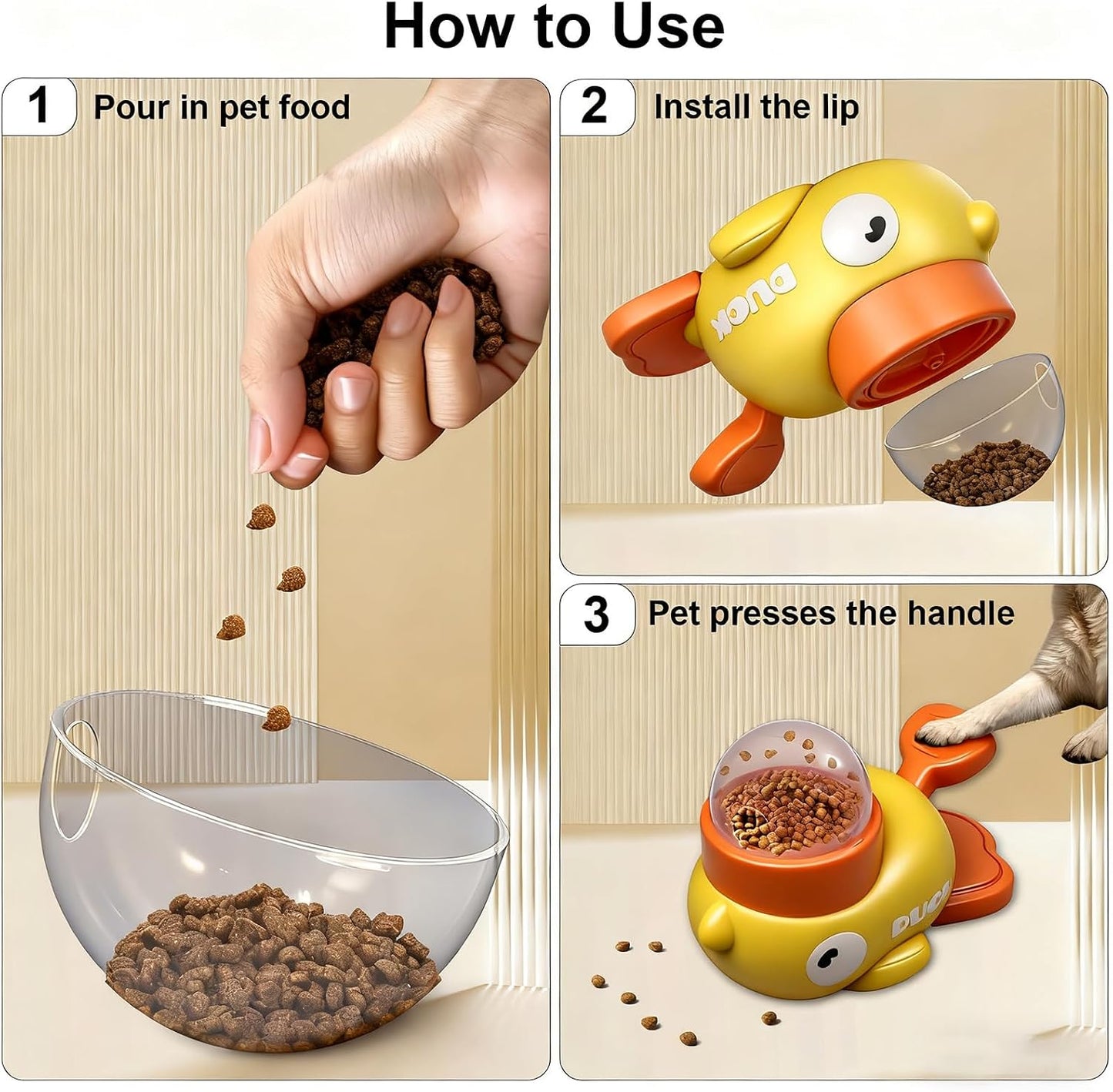 2-In-1 Dog Treat Dispenser, Duck-Shaped Interactive Puzzle Feeder