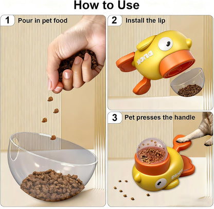 2-In-1 Dog Treat Dispenser, Duck-Shaped Interactive Puzzle Feeder