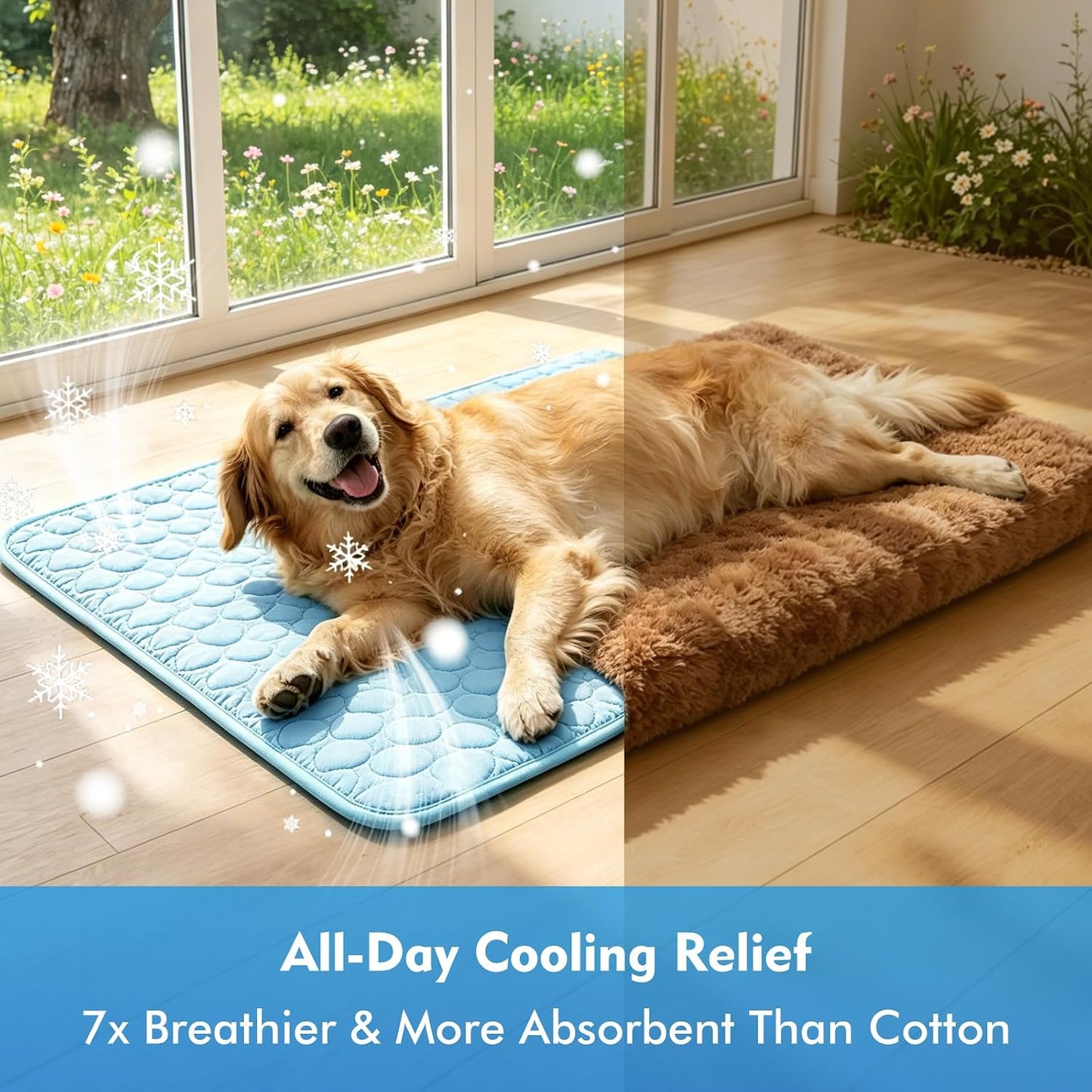 Portable Dog Cooling Mat, Q-Max 0.4 Non Slip Washable Pet Bed Pad