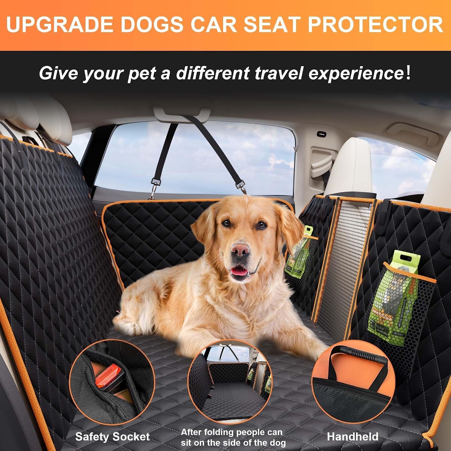 Dog Car Seat Cover for Back Seat,Holds 420Lbs,Waterproof Back Seat Extender for Dogs with Hard Bottom,2025 Upgraded Material Dog Hammock for Car,Easy to Use and Clean
