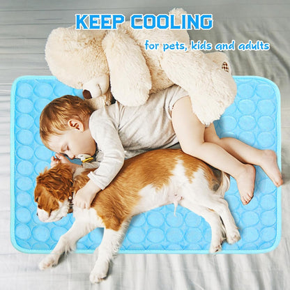 Portable Dog Cooling Mat, Q-Max 0.4 Non Slip Washable Pet Bed Pad