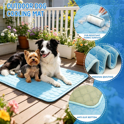 Portable Dog Cooling Mat, Q-Max 0.4 Non Slip Washable Pet Bed Pad